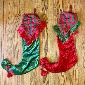 Festive Crushed Velvet Jester/Elf Stockings (Pair)
